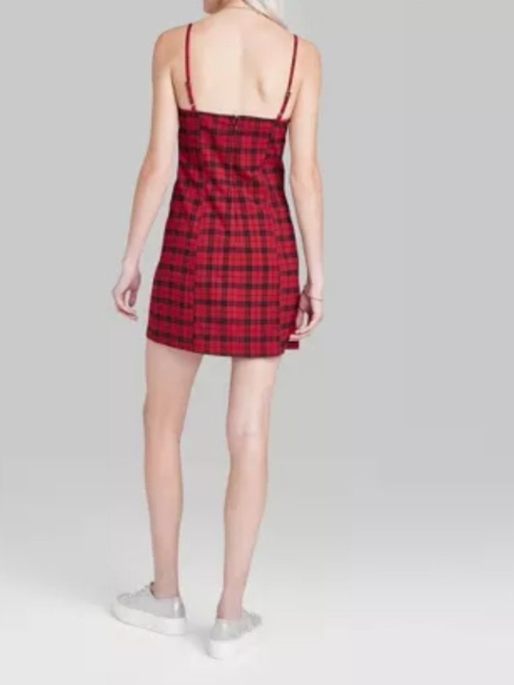 Red and Black Plaid Mini Dress - Picture 3 of 8
